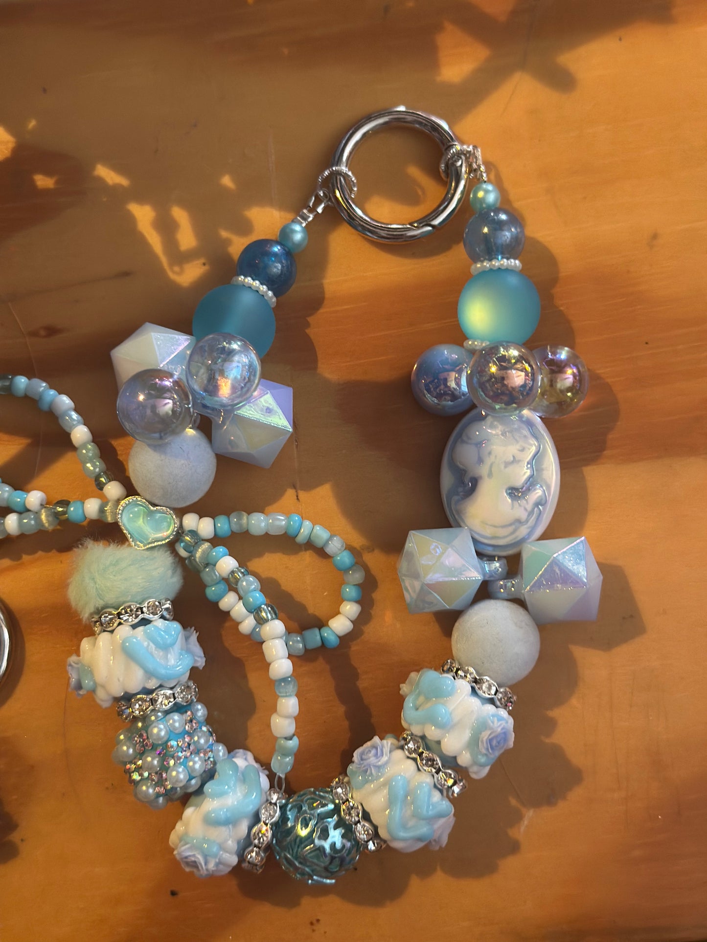 Luxury Baby Blue Bling phone strap/ bag charm and keyring.