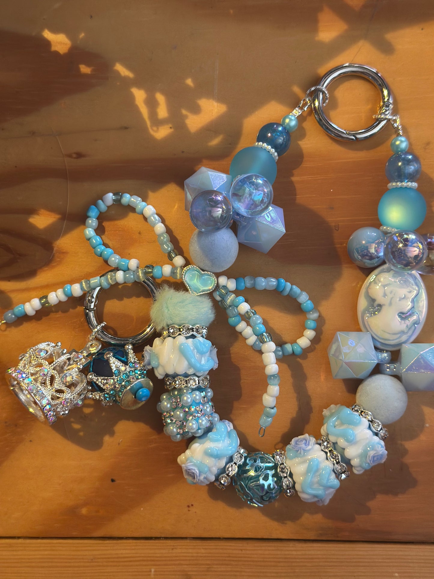 Luxury Baby Blue Bling phone strap/ bag charm and keyring.