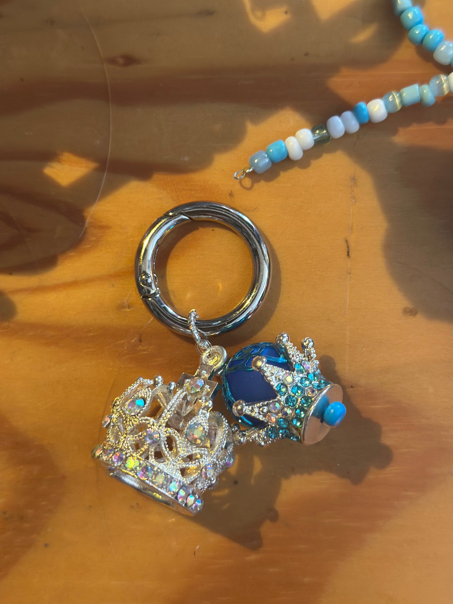 Luxury Baby Blue Bling phone strap/ bag charm and keyring.