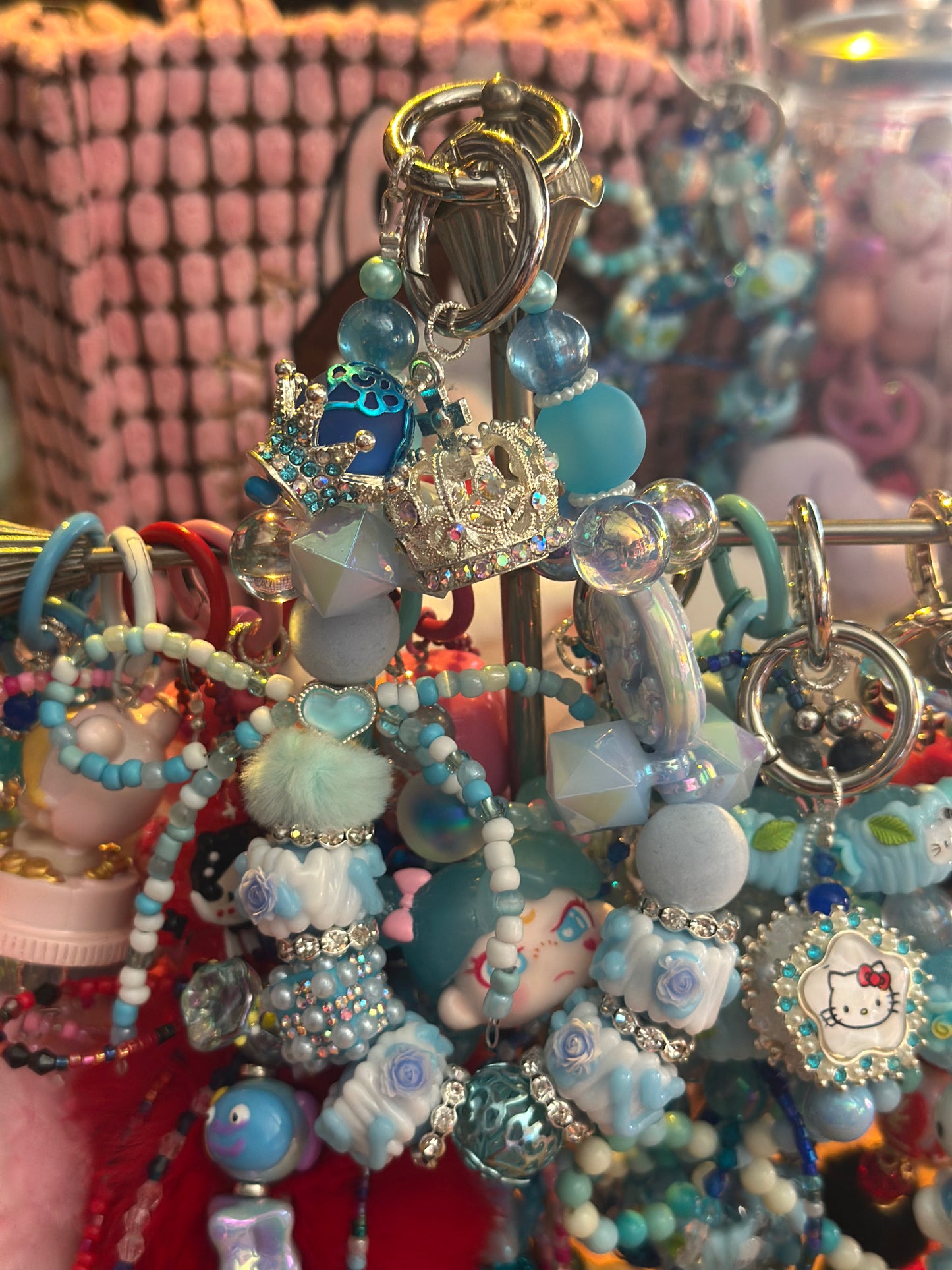 Luxury Baby Blue Bling phone strap/ bag charm and keyring.